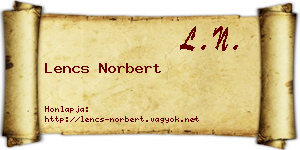 Lencs Norbert névjegykártya
